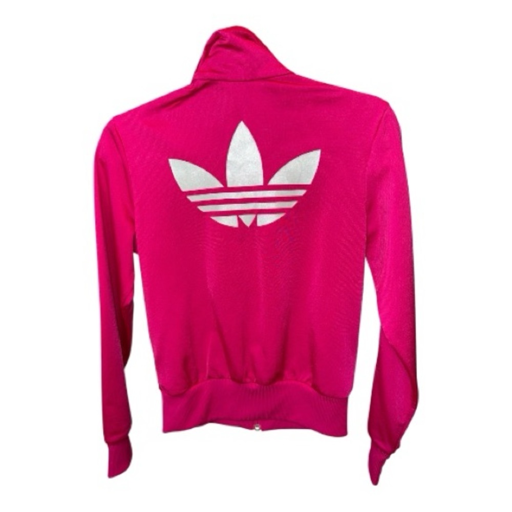 Adidas Women’s Pink Track Jacket with White Stripes - Picture 2 of 2